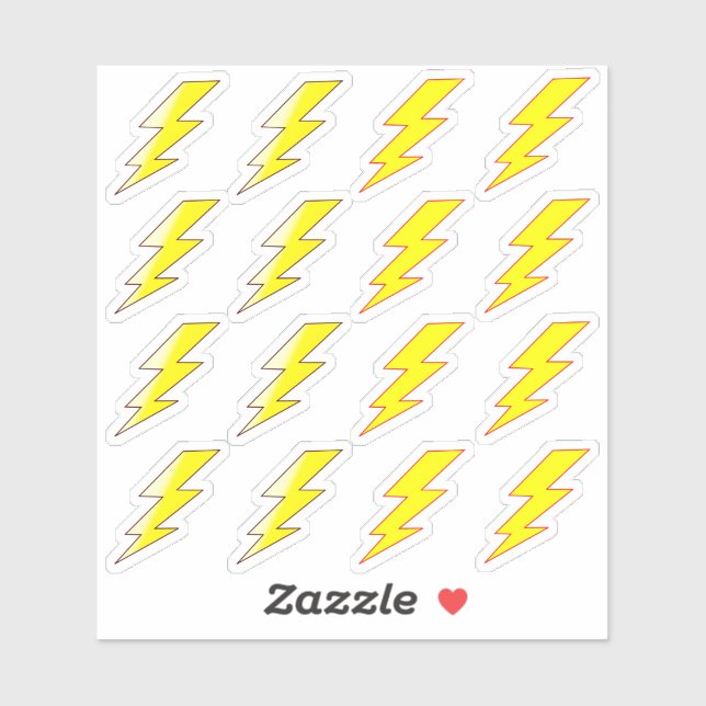 Yellow Lightning Bolt Stickers for School (Sheet)
