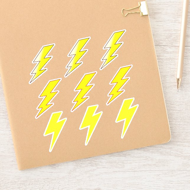 Yellow Lightning Bolts - School Stickers (Notebook)