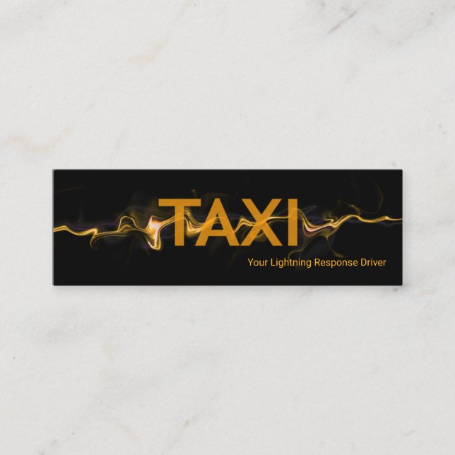Yellow Lightning Flash Taxi Transport Mini Business Card (Front)