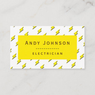 Yellow Lightning Pattern Electrical Service Power Business Card