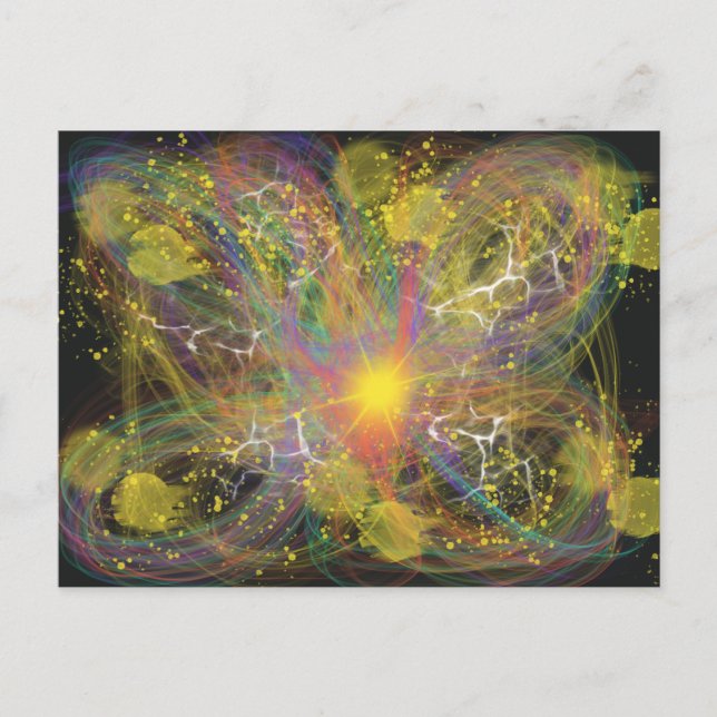 Yellow lightning Starburst Fantasy Abstract Art Postcard (Front)