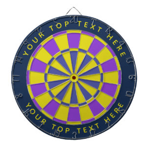 Yellow, lilac ,blue with custom text dartboard