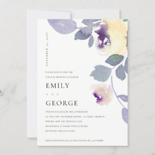YELLOW LILAC PURPLE ROSE FLORAL COUPLE SHOWER CARD
