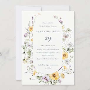 Yellow Lilac Wildflower Frame Bridal Shower Invite