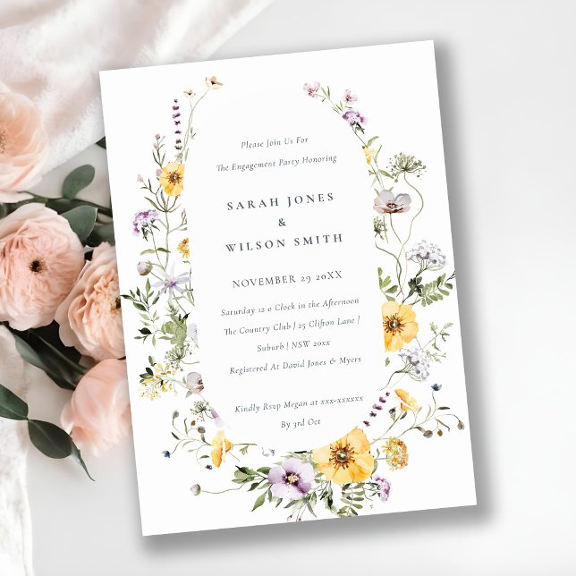 Yellow Lilac Wildflower Frame Engagement Invite (Creator Uploaded)