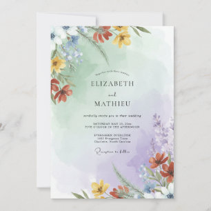 Yellow Lilac Wildflower Wedding Invitation