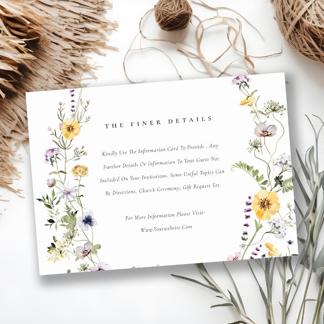Yellow Lilac Wildflower Wreath Wedding Details Enclosure Card (Creator Uploaded)