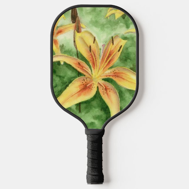 Yellow lilies in the garden  pickleball paddle (Front)
