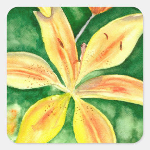 Yellow lilies in the garden square sticker
