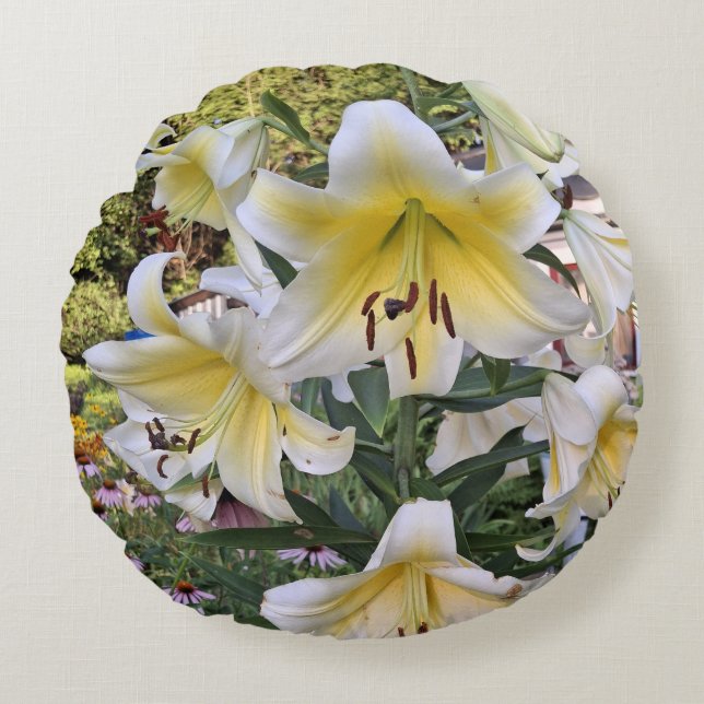 Yellow Lilly Glass Round Cushion (Front)