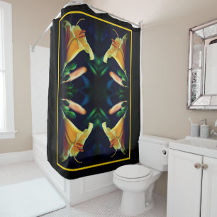 Yellow Lily Flower Abstract Art  Shower Curtain