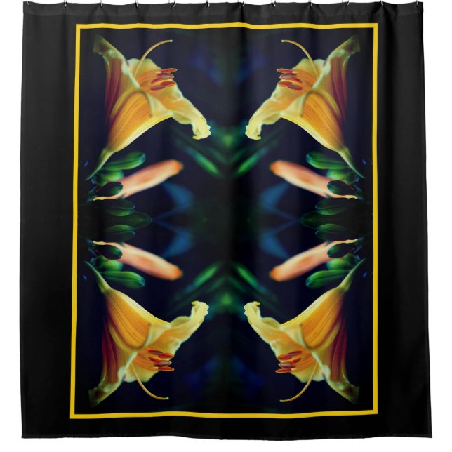 Yellow Lily Flower Abstract Art  Shower Curtain (Front)
