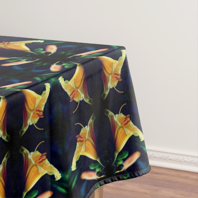 Yellow Lily Flower Abstract Art   Tablecloth (In Situ)