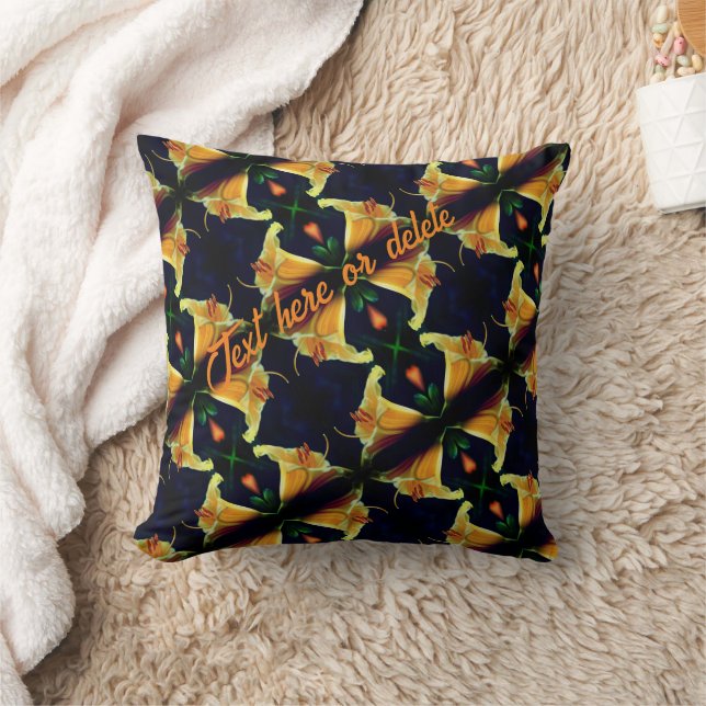 Yellow Lily Flower Abstract Pattern Personalised Cushion (Blanket)