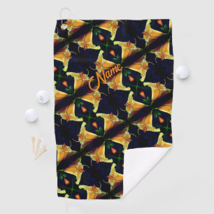 Yellow Lily Flower Abstract Pattern Personalised  Golf Towel