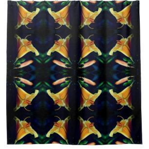 Yellow Lily Flower Abstract Pattern Shower Curtain