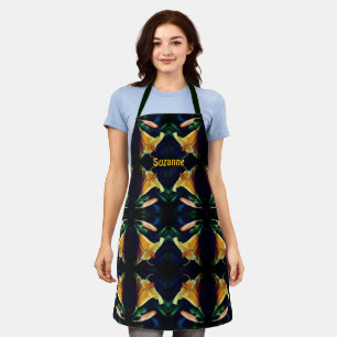 Yellow Lily Flower Abstract Personalised Apron