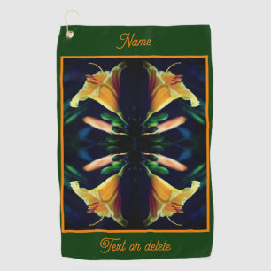 Yellow Lily Flower Abstract Personalised Golf Towel