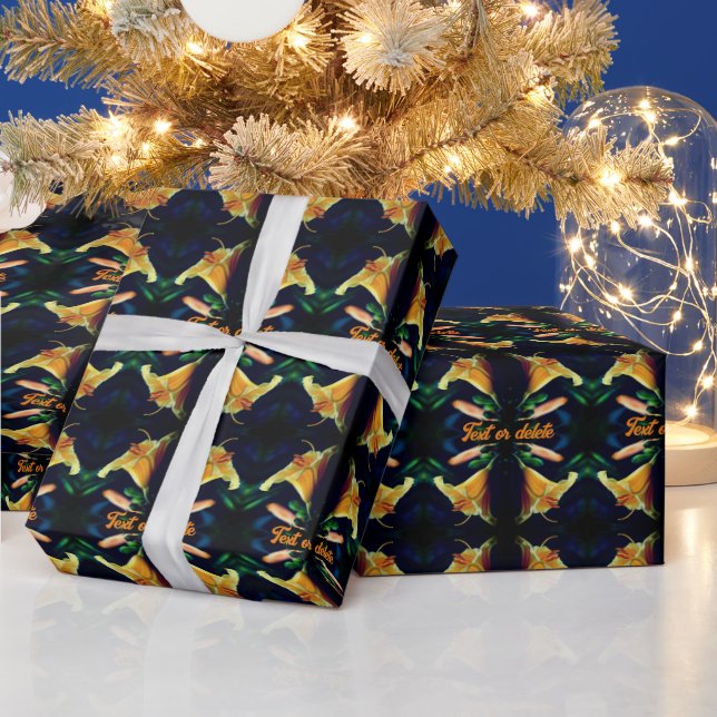 Yellow Lily Flower Abstract Personalised Wrapping Paper (Holidays)