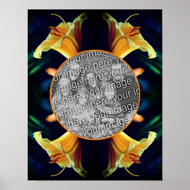 Yellow Lily Flower Frame Create Your Own Photo Poster (Front)