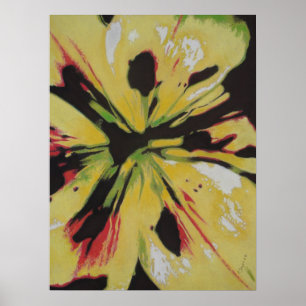 Yellow Lily flower original colourful abstract art Poster