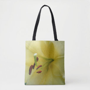 Yellow Lily Flower Petals Close Up Tote Bag