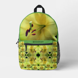 Yellow Lily Flower Petals Mirror Personalised Printed Backpack