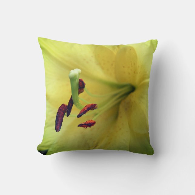 Yellow Lily Flower Up Close   Cushion (Front)
