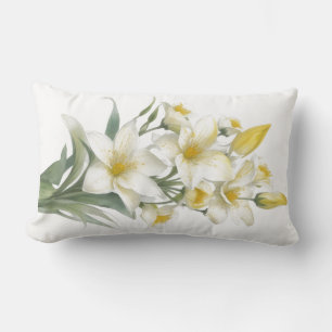 Yellow Lily Flowers Lumbar Cushion