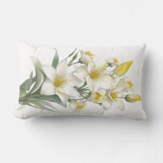 Yellow Lily Flowers Lumbar Cushion