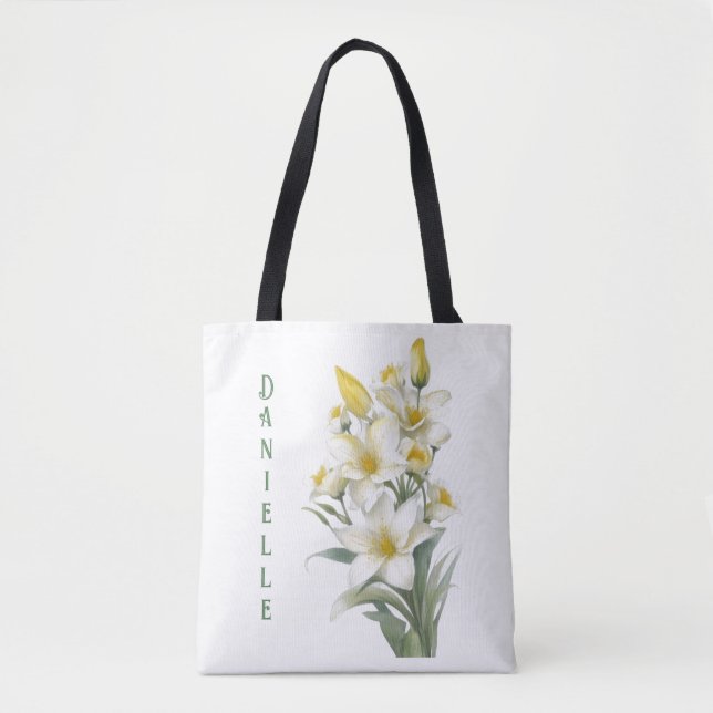 Yellow Lily Flowers Personalised Tote Bag (Front)