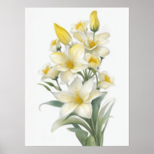 Yellow Lily Flowers Poster