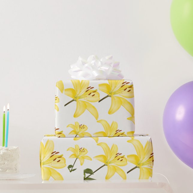 Yellow Lily Matte Wrapping Paper (Party Gifts)
