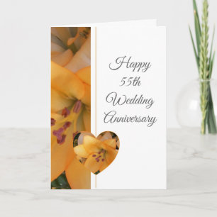 Yellow Lily Personalised 55th Wedding Anniversary  Card