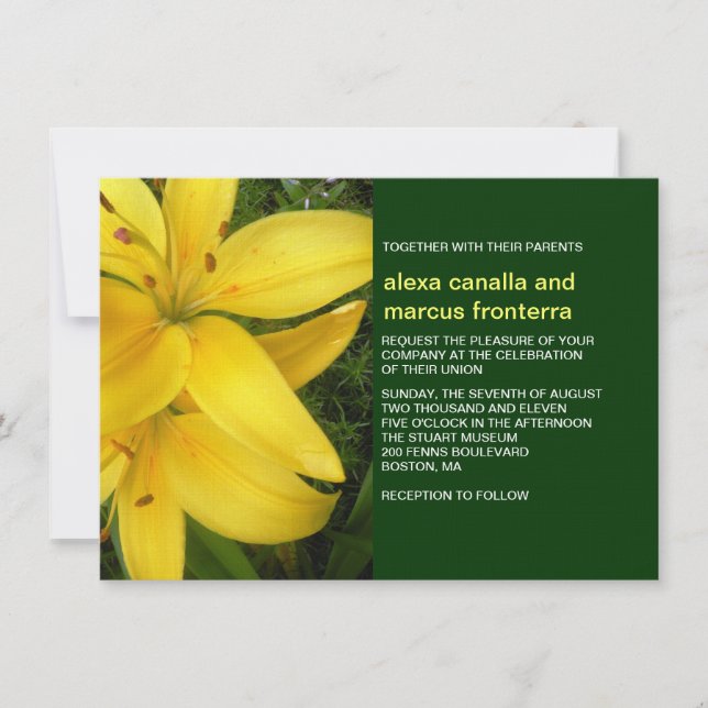 Yellow Lily Wedding Invitation (Front)