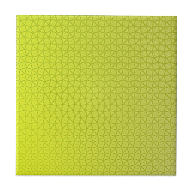 Yellow lime abstract geometric morph pattern ceramic tile (Front)