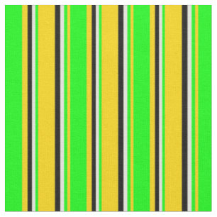 Yellow, Lime, Beige, and Black Coloured Lines Fabric