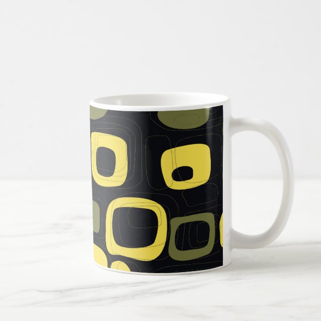Yellow, Lime, Black Retro Abstract Art Mug (Right)