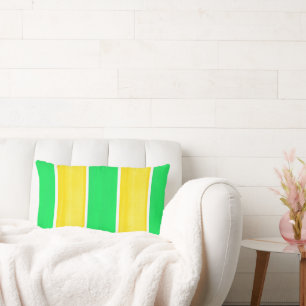 Yellow Lime Cabana Stripes Throw Pillow