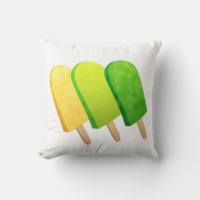 Yellow, Lime Green, and Green Ice Pops Cushion (Front)