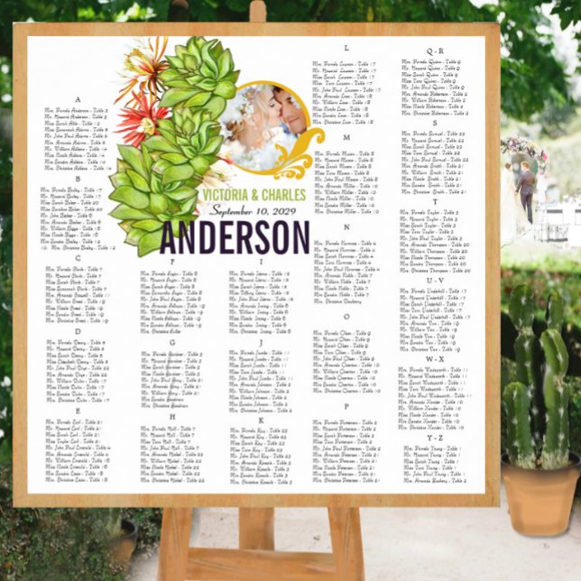 Yellow Lime Succulent Modern Typography Wedding Poster (To see frame and mat pricing,  please choose your options.)