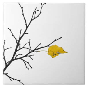 Yellow Lime Tree Leaf Ceramic Tile