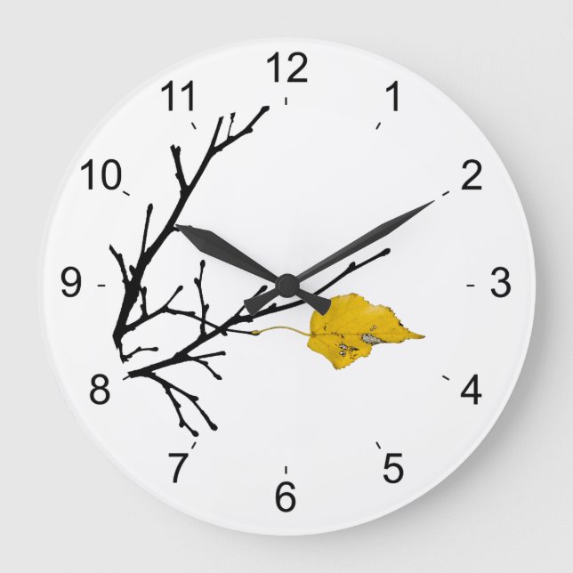 Yellow Lime Tree Leaf Large Clock (Front)