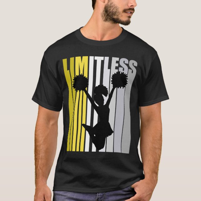 Yellow Limitless Cheerleading Birthday Cute Retro  T-Shirt (Front)