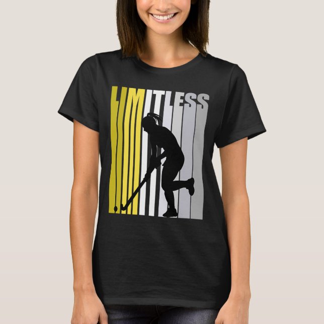 Yellow Limitless Hockey Birthday Cute Retro Female T-Shirt (Front)