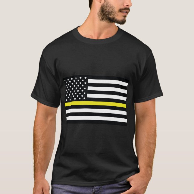 Yellow line flag, American flag with Yellow stripe T-Shirt (Front)