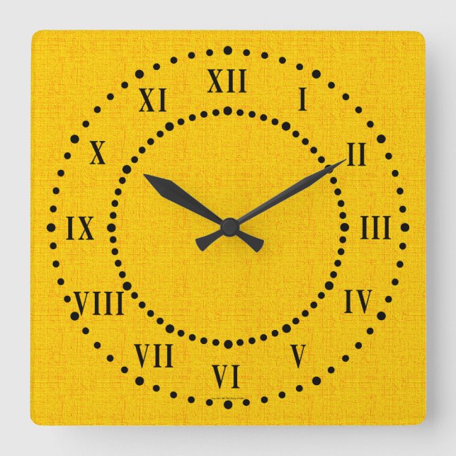 Yellow Linen Look Roman Numeral Wall Clock (Front)