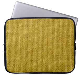 Yellow linen texture closeup photo background. laptop sleeve
