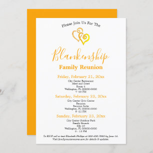 Yellow Linked Hearts 3-Day Family Reunion Invitation