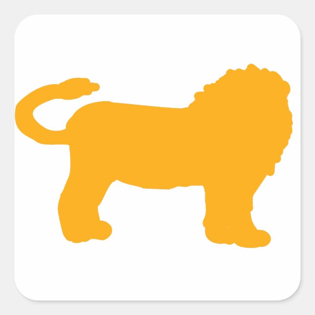 Yellow Lion Silhouette Square Sticker (Front)
